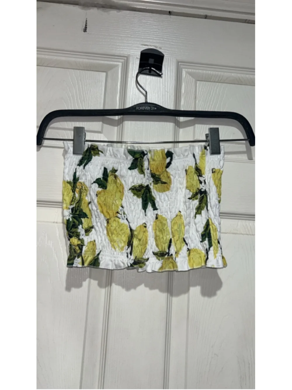 Women's Lemon Print Smocked Skirt Set S White Yellow - Picture 3 of 4